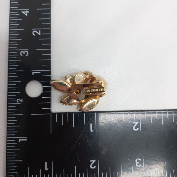 Eisenberg Ice Dazzling Earrings Champagne and Citrine Crystal Rhinestone Clip On - Picture 5 of 5